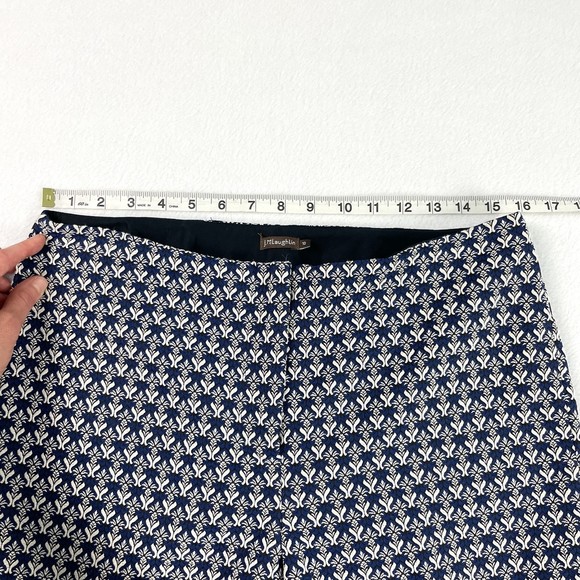J. McLaughlin Vanessa Slim Ankle Dress Pants Blue Jacquard Print Size 10 - Picture 7 of 9